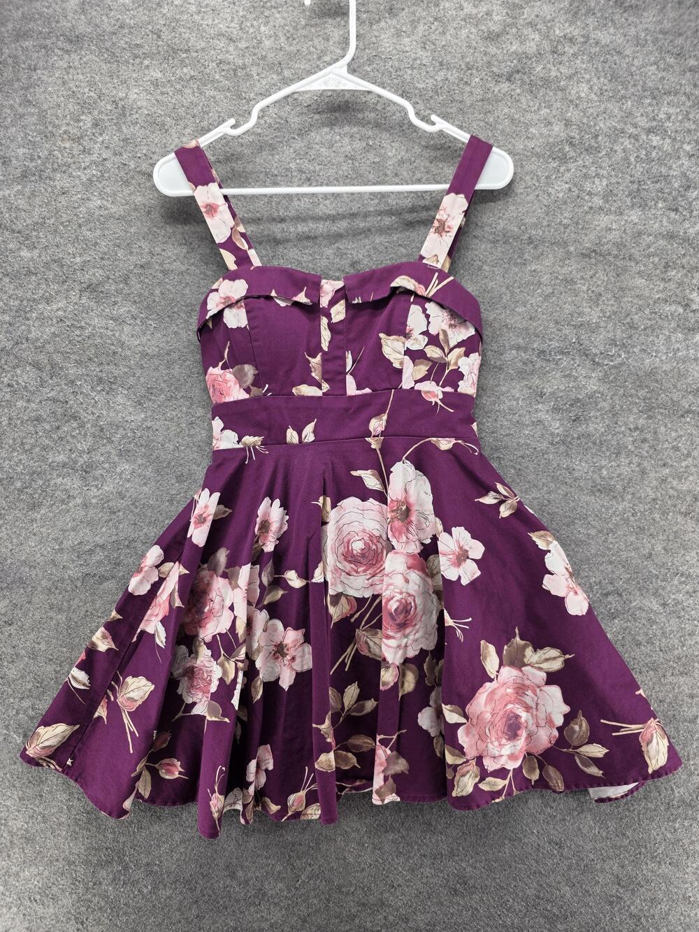 IXIA Dress Womens S Purple Fit & Flare Sundress Sweetheart Strappy Lined Bow